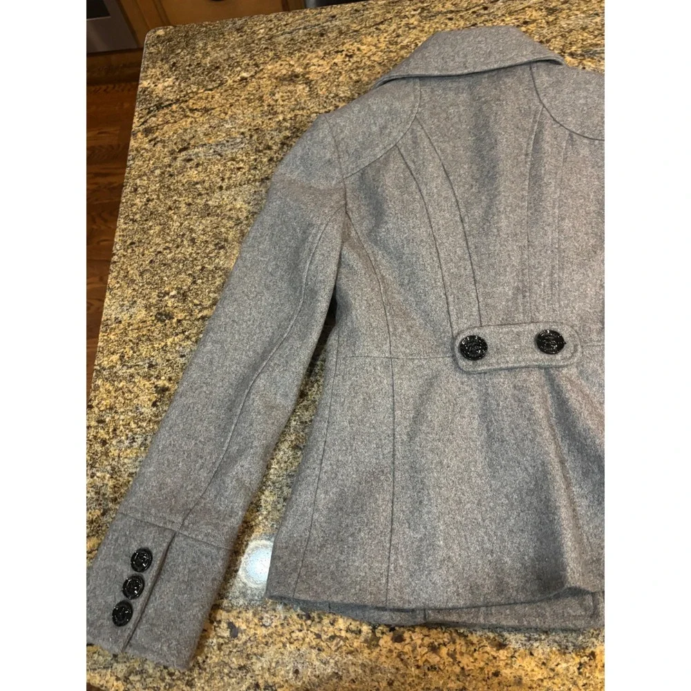 GUESS Women's Gray Wool Blend Pea Coat Jacket Double Breasted Size XS - Picture 9 of 11